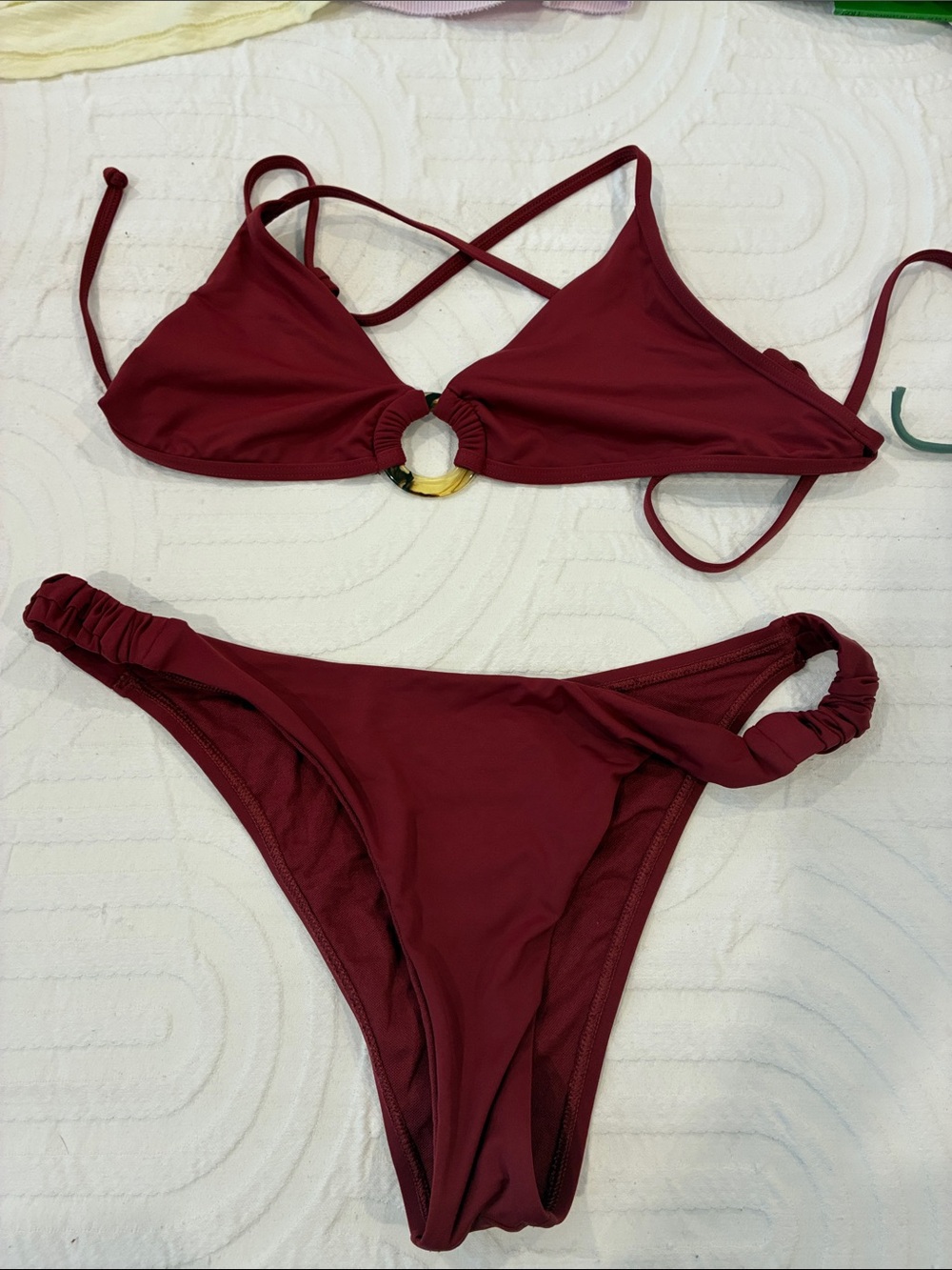 Burgundy bikini large bottoms medium top